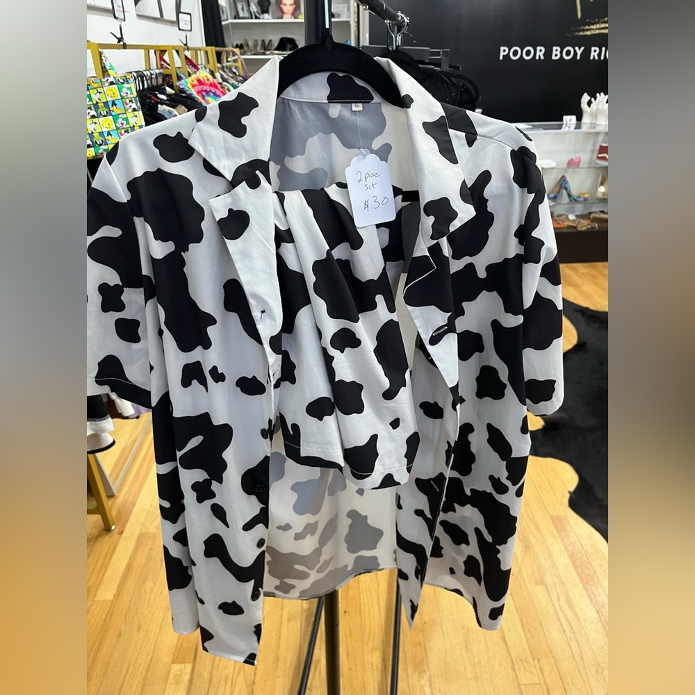 2 piece cow print set